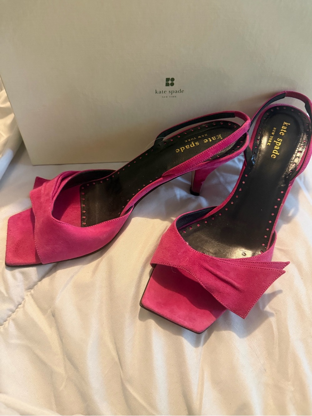 Kate Spade Bree Fuschia Suede Kitten Heel Sandals